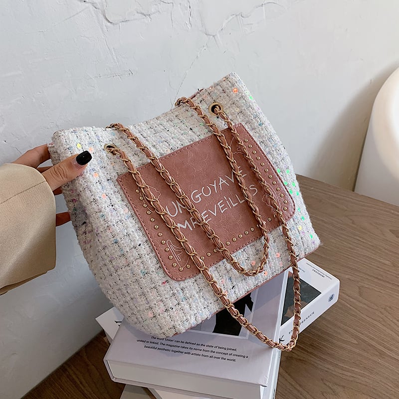 バッグ大容量レディースバッグ2020人気の新しいトレンディなファッションチェーンワンショルダー脇の下バッグインネットレッドバケットバッグ Tiancai_Wing_Bag3558660