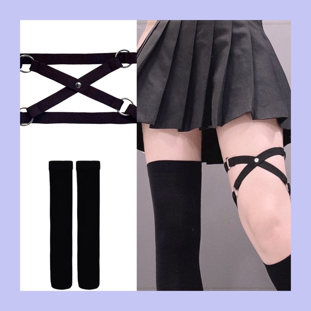 【お取り寄せ】クロスガーター＋ニーハイソックス(52cm) セット