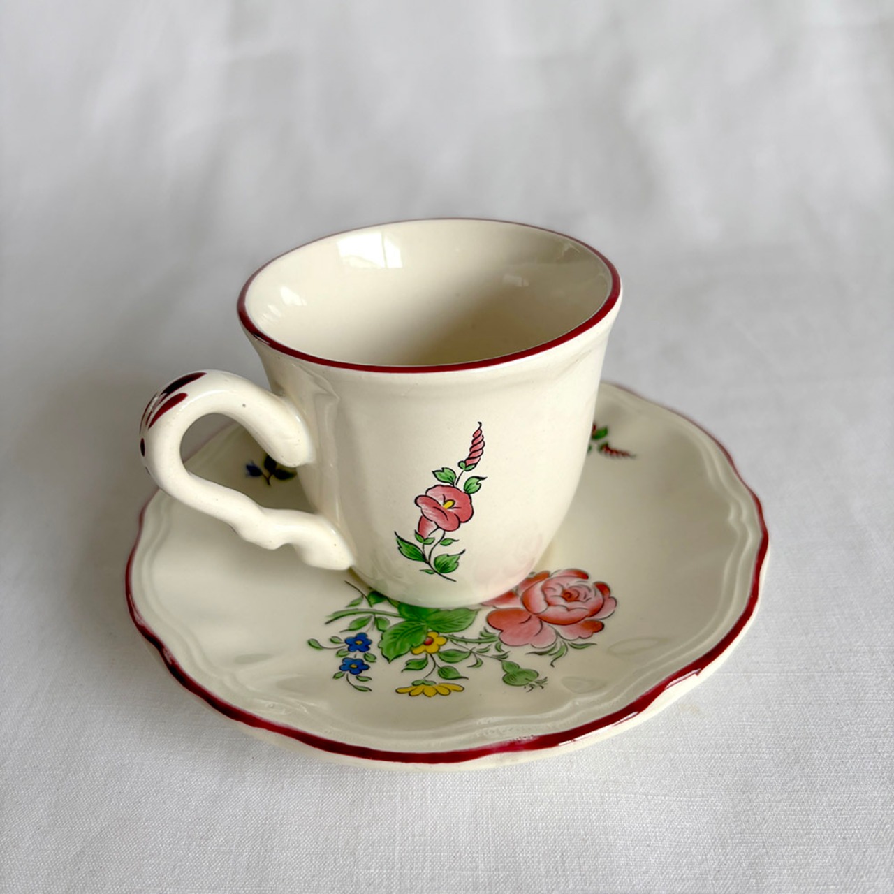 コーヒーカップ　KGリュネヴィル　カップソーサー　花柄　バラ　オールドストラスブール　12twev1-5