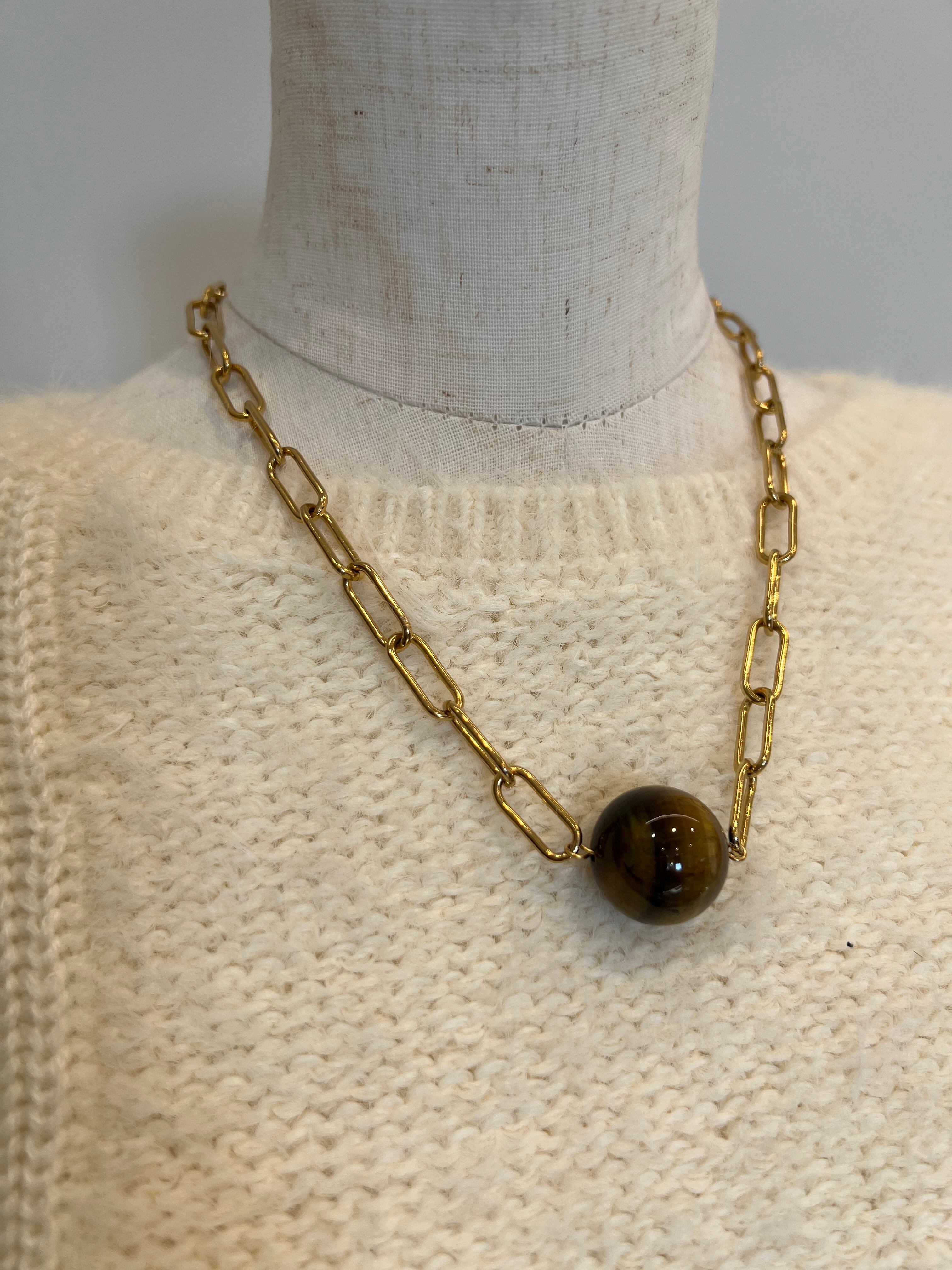 【ZEFFAR.CO】ネックレス 天然石(タイガーアイ)