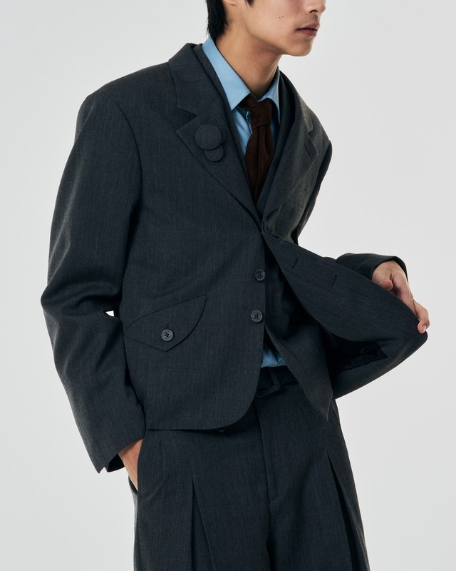 【TRIM】WOOL SHORT-CROPPED JACKET "GRAY"