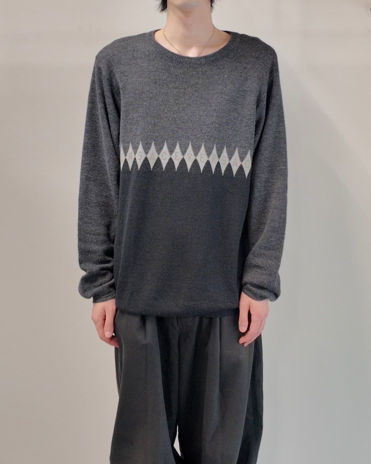 【GIANNI VERSACE】diamond pattern knit