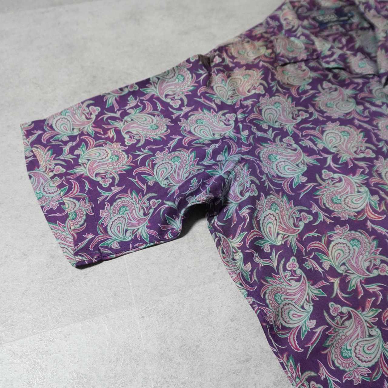 90s Polo by Ralph Lauren Silk open-collar shirt "made in USA"  Purple Paisley [L] 古着 - 7