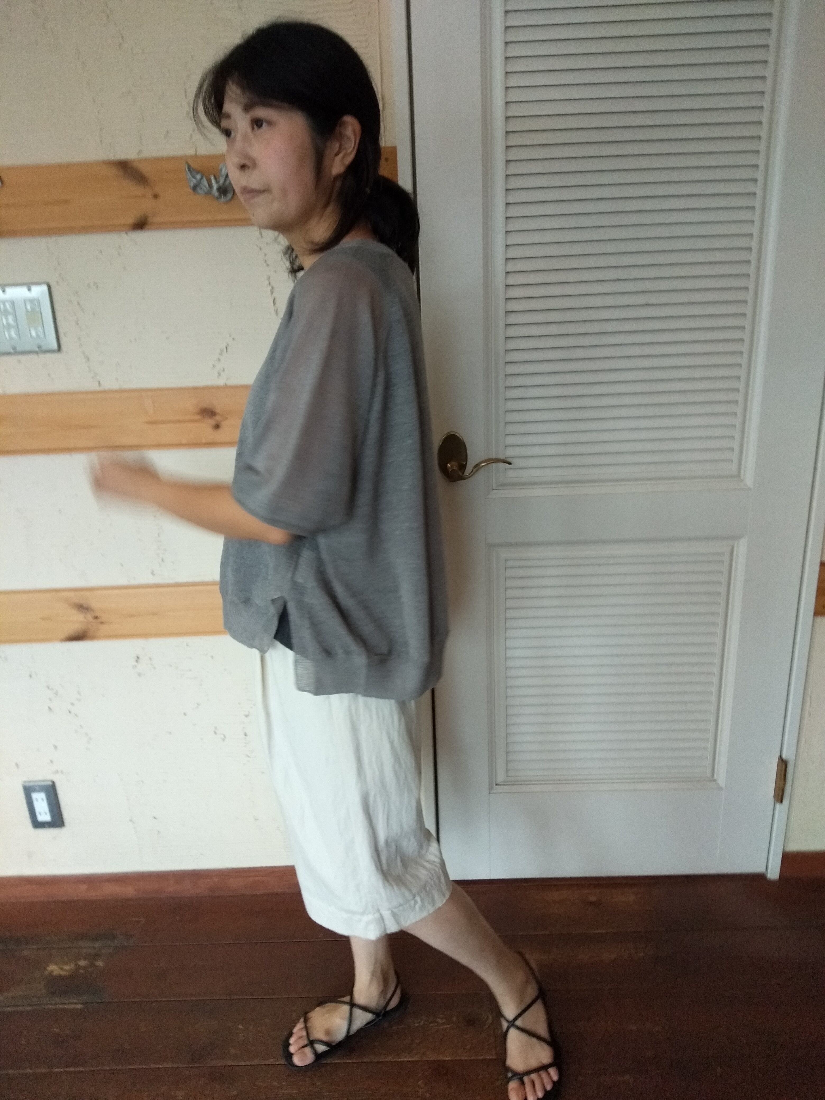 L/N半袖シアーニット グレー ayane | ONE+ONE STORE