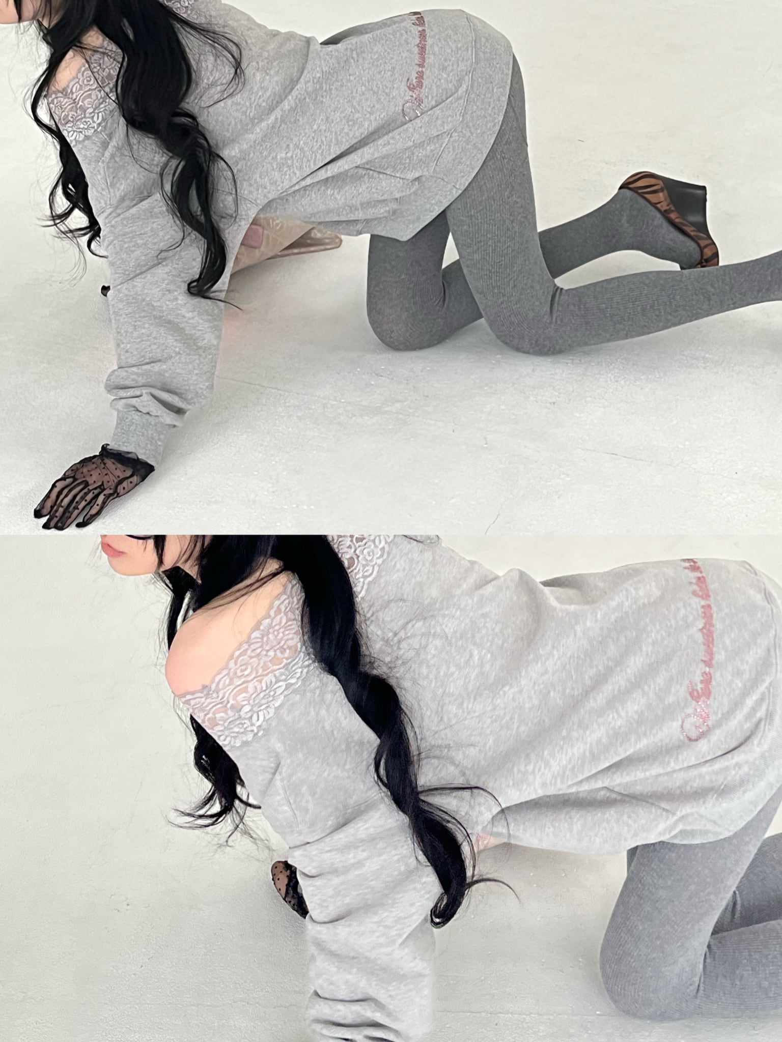 Dlys Off shoulder sweat shirts gray | n.k atelier