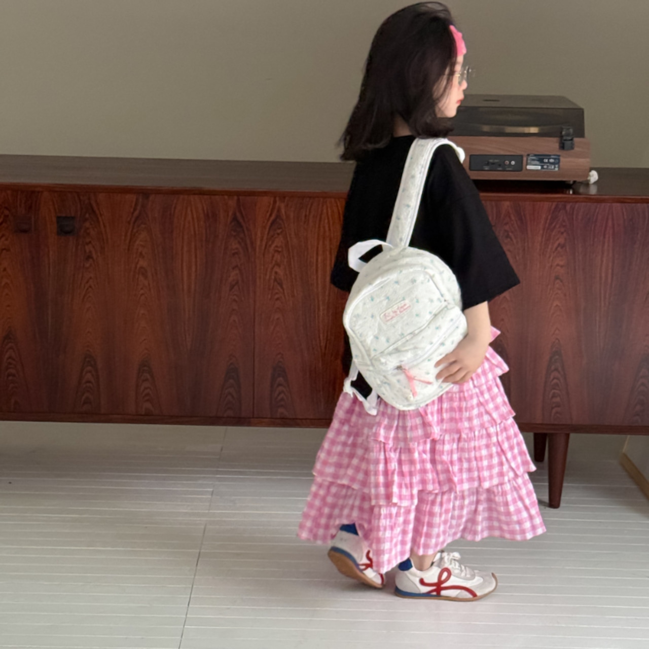 夏ネコ柄ゆったり半袖Tシャツ