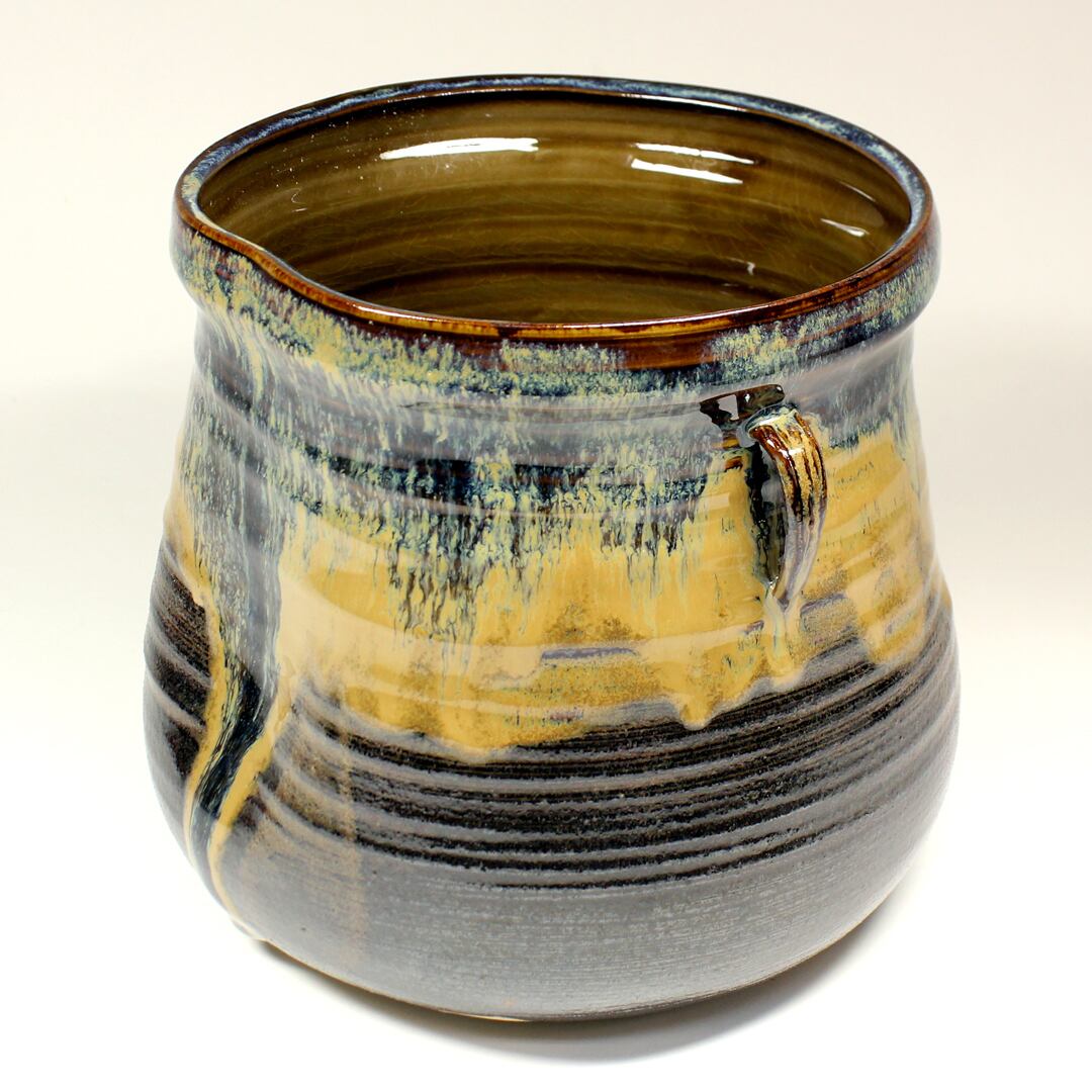 亀井楽山 作 高取焼 耳付水指 | 茶道具 浜田 