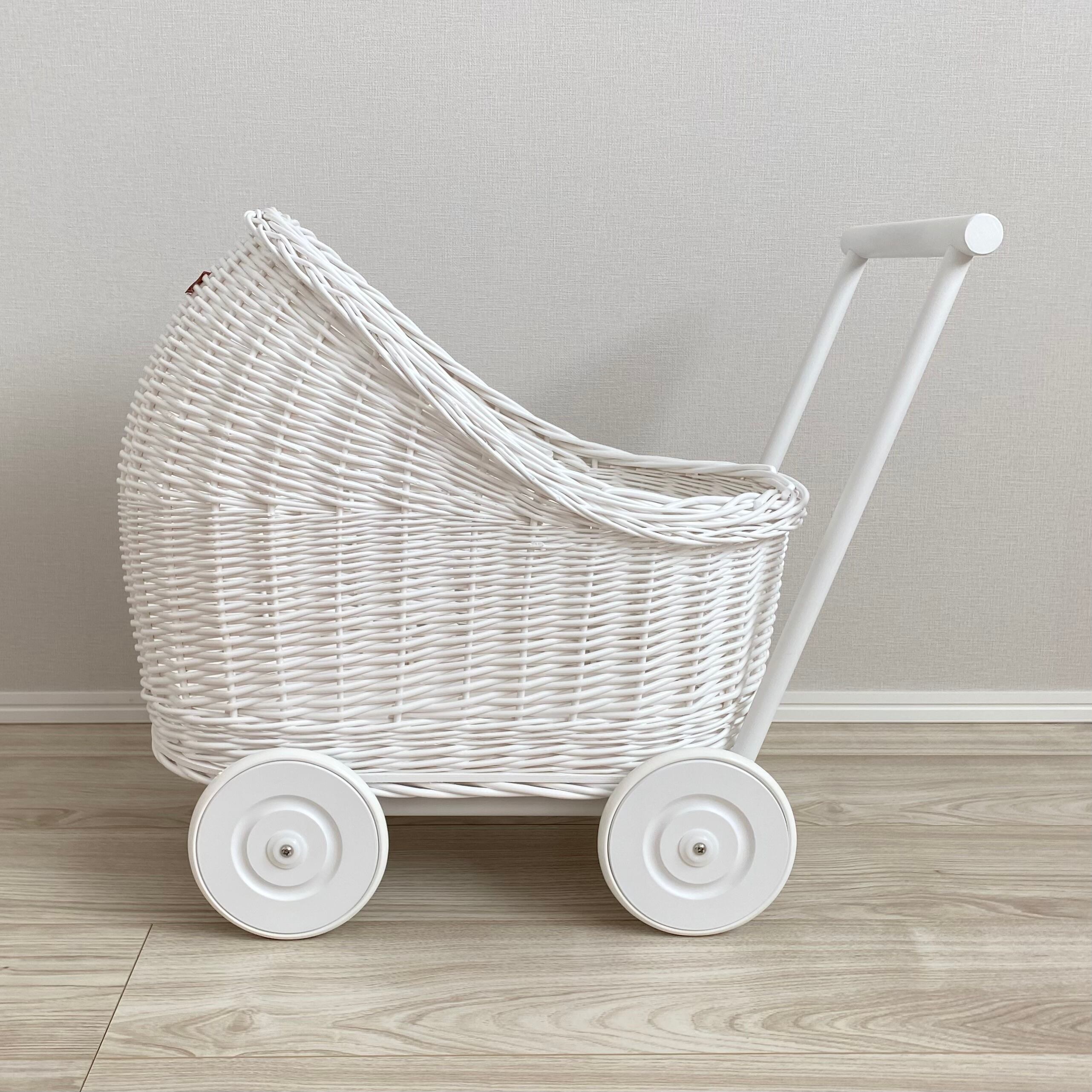 【受注品】ラタン乳母車(低いタイプ/All White)