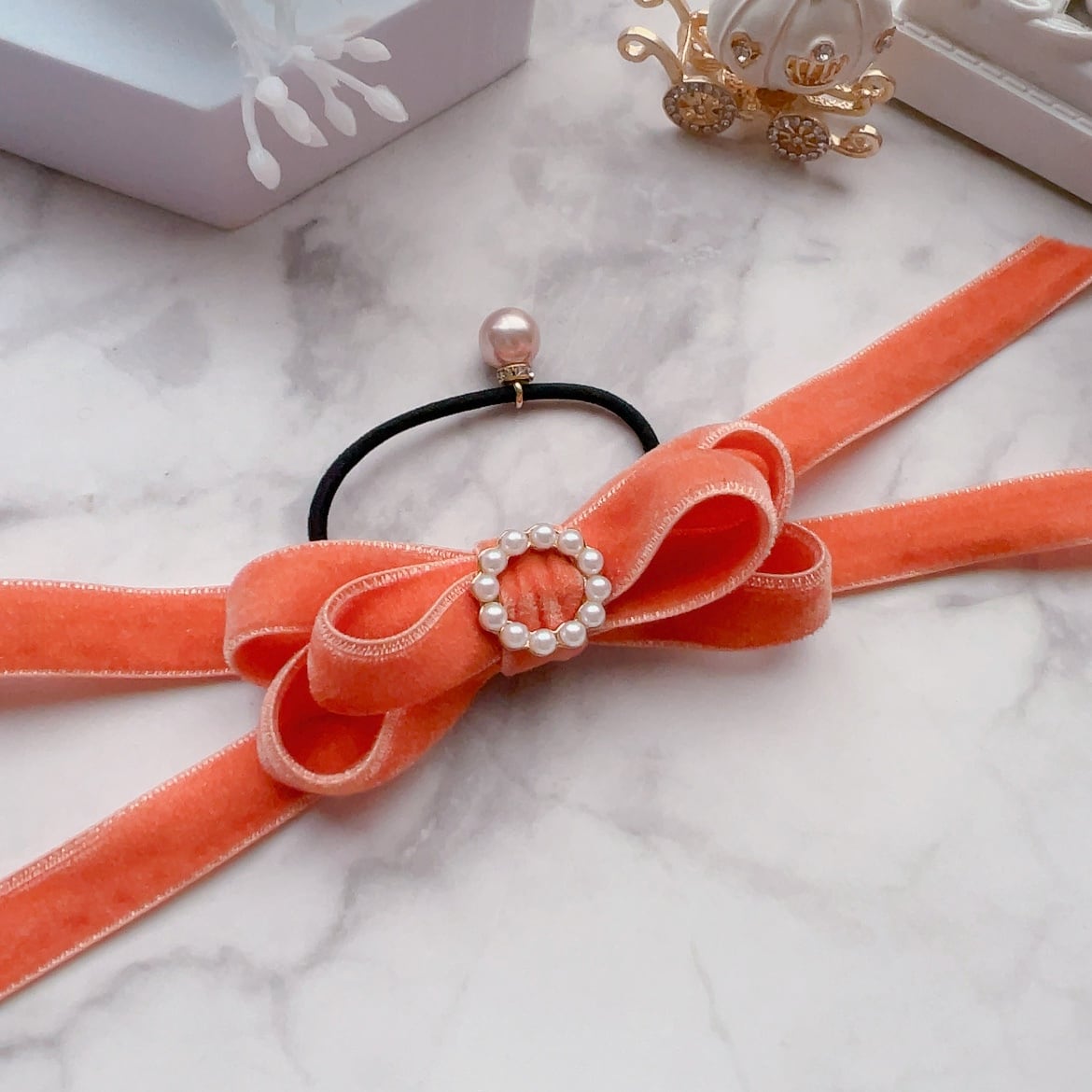 Candyオレンジ♡ MOKUBAベルベットの細たらりんリボン | rippy ribbon