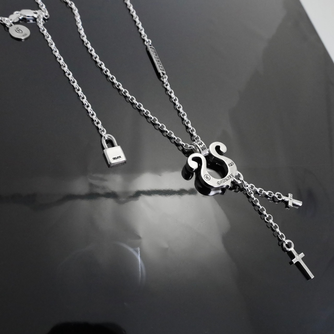 RHYTHMIC HORSESHOE LARGE with CROSSES NECKLACE #1 with GODSIZE® I.D. TAG / リズミックホースシュー・L ウィズ クロス #1ネックレス ゴッドサイズ® I.D.タグ