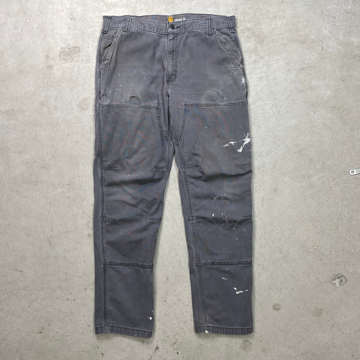 カーハート・ダブルニー・ グレー ワークパンツ ペイント・ボロ カーハート・ダブルニー・ グレー ワークパンツ ペイント・ボロ