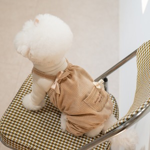 即納【cheese n mood】ベロアロンパース  (ベージュ)