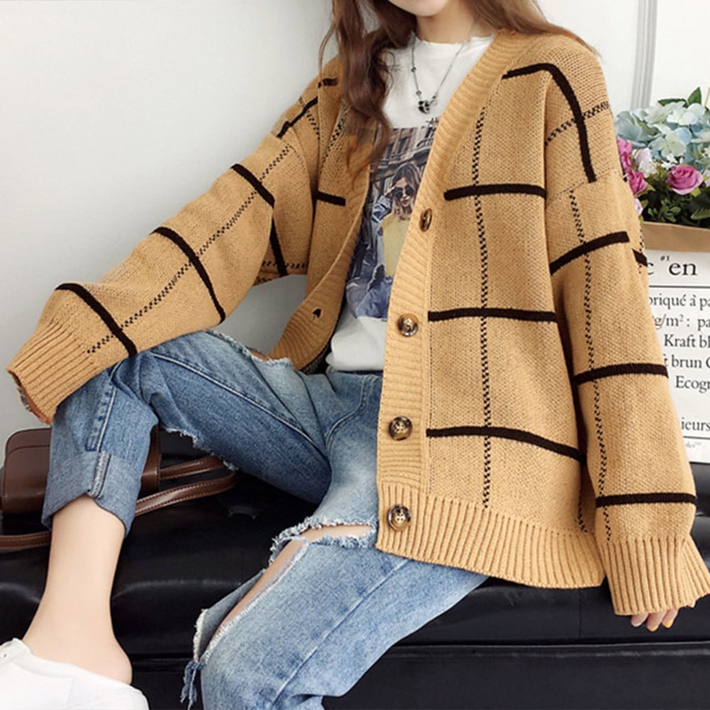 チェック柄 ニット カーディガン レディース きれいめ 秋冬 韓国 おしゃれ 羽織り 大人 かわいい アウター カジュアル 大人可愛い 大人女子