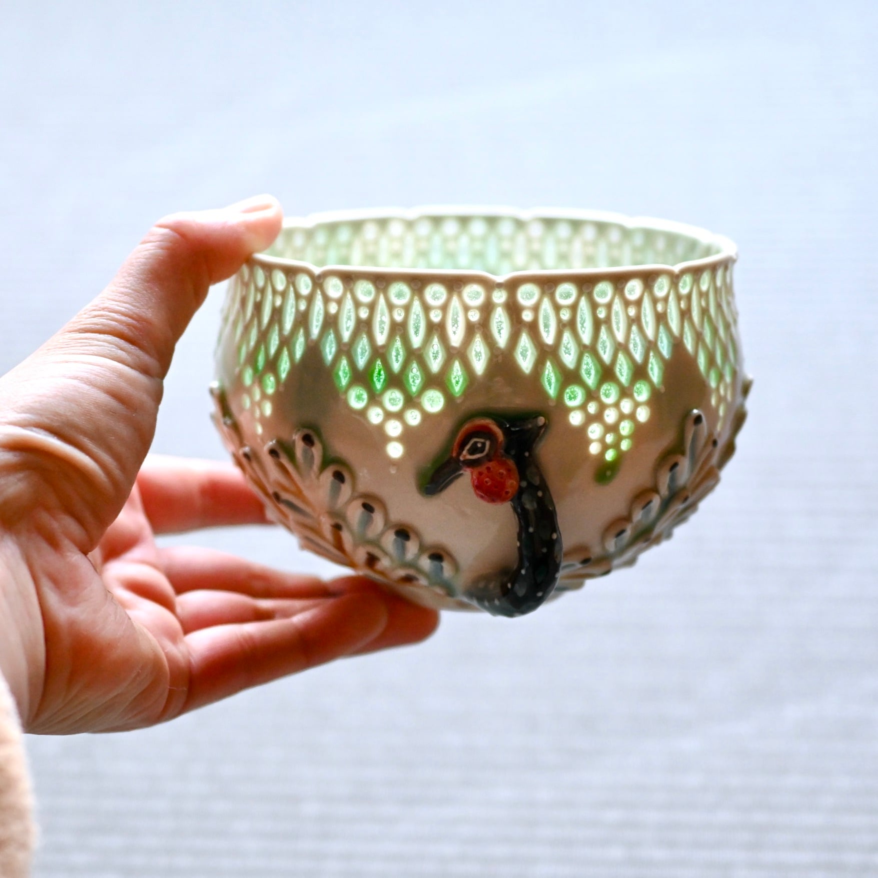 07.キラメキキジ抹茶椀 | 陶工房 みかガマ ＊ のぐちみか
