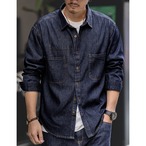 Denim Button-Down Long Sleeve Shirt ◇H0269