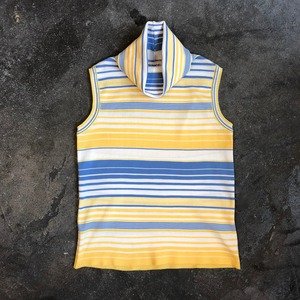 VINTAGE 70's yellow border knit tops