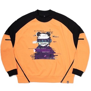 SALE 送料無料【HIPANDA ハイパンダ】レディース ビッグサイズ クルーネック スウェット トレーナー WOMEN'S HACKING BIG SIZE CREW NECK SWEAT SHIRT / WHITE・BLACK・ORANGE