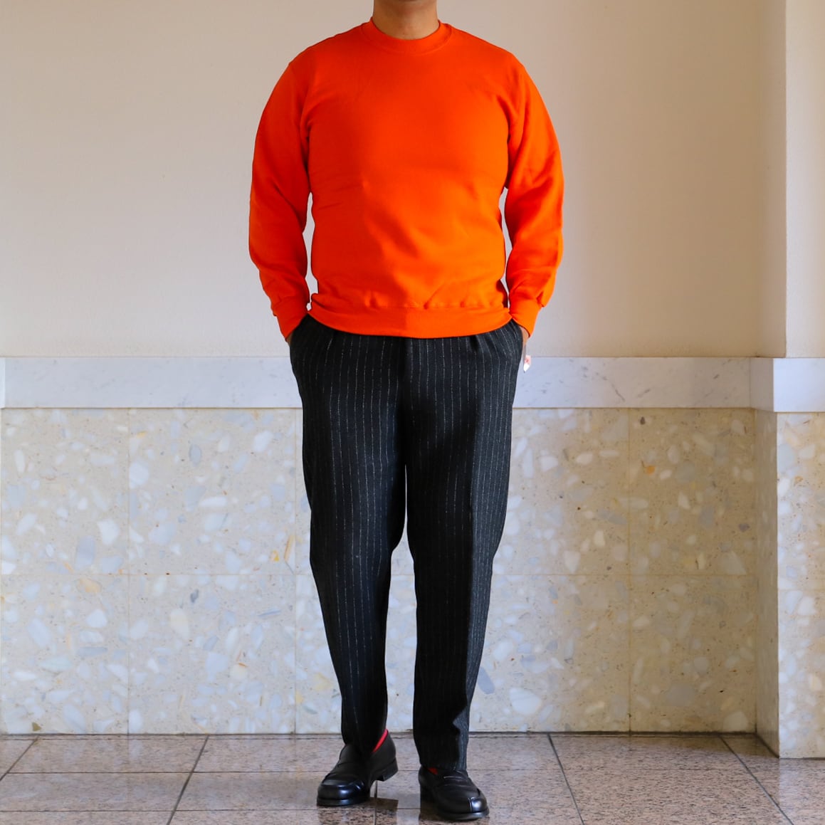 未使用】80s Vintage sweatshirt Made in USA big size orange 