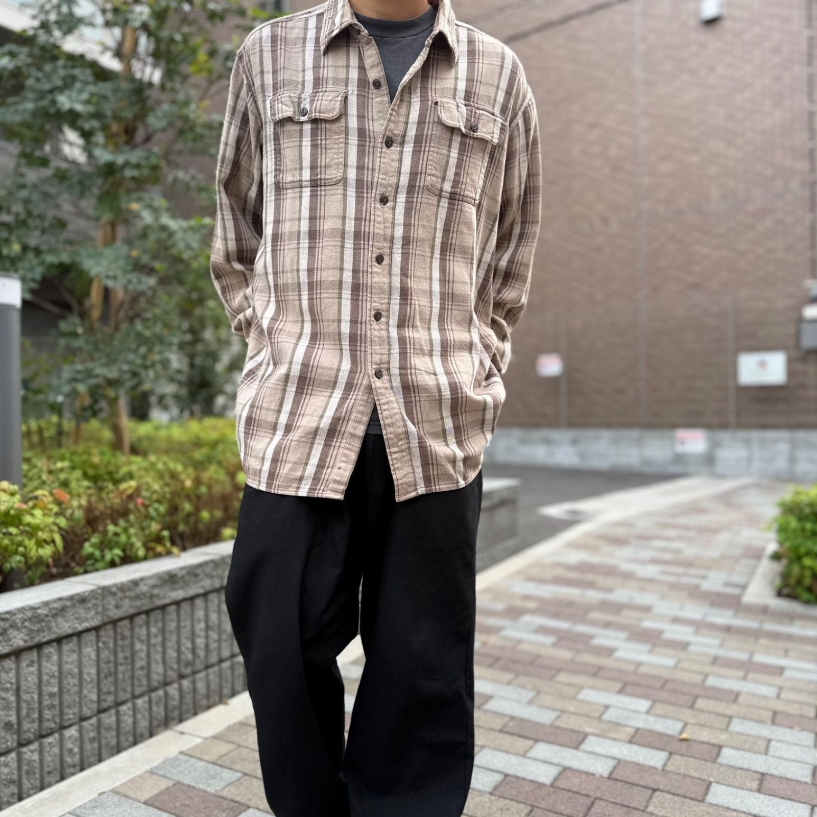 L.L.Bean エルエルビーン ブラウンチェック ヘビーネルシャツ【XL