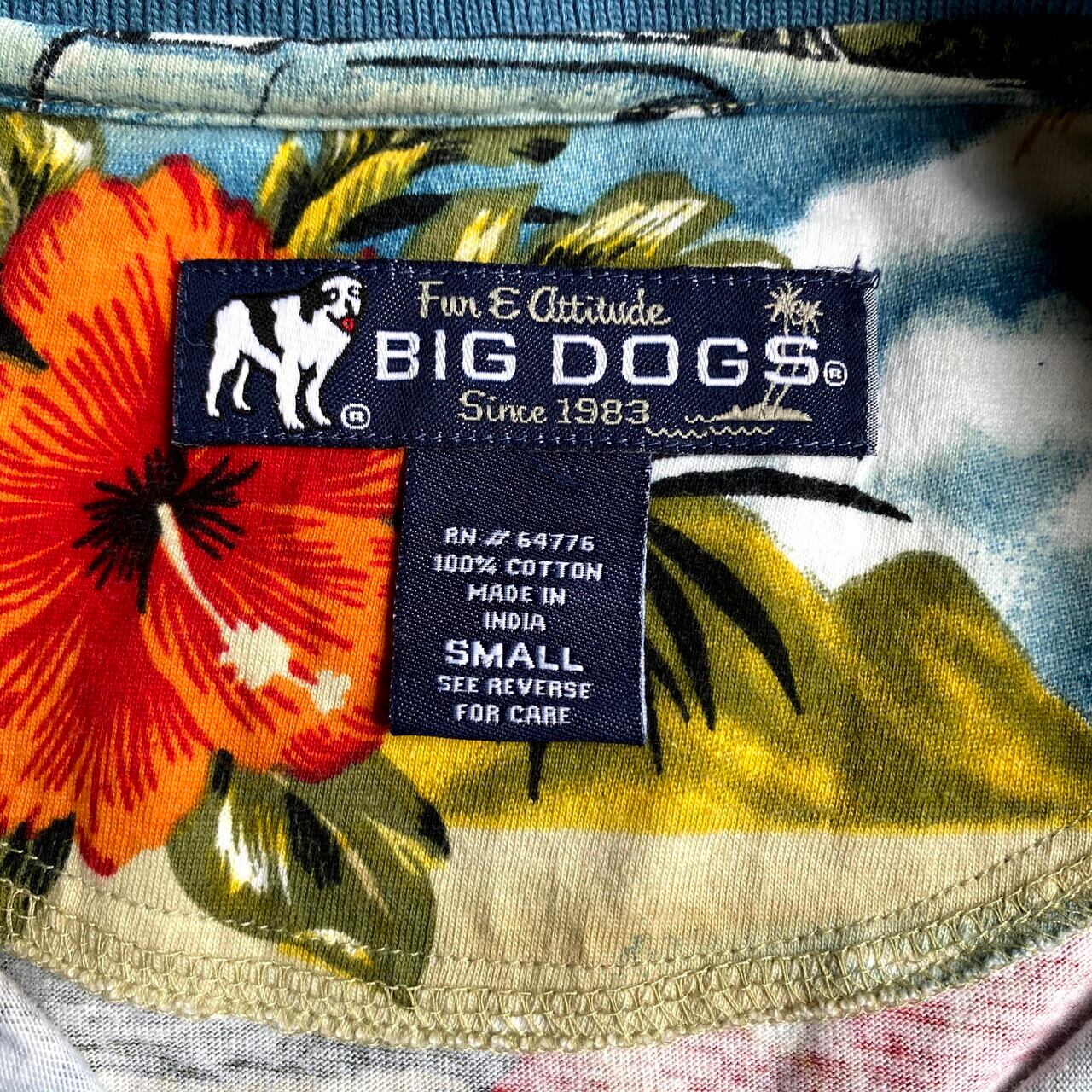 BIG DOGS ハーフボタンプルオーバー ロゴ刺繍 イヌ ビッグサイズ