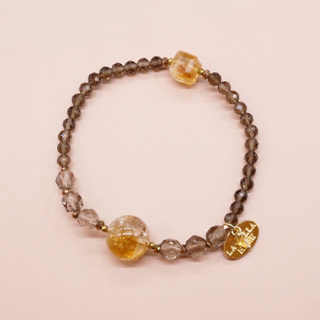 【Like a Honey Candy】ファントムシトリン×オニキス×タイガーアイ ブレスレット