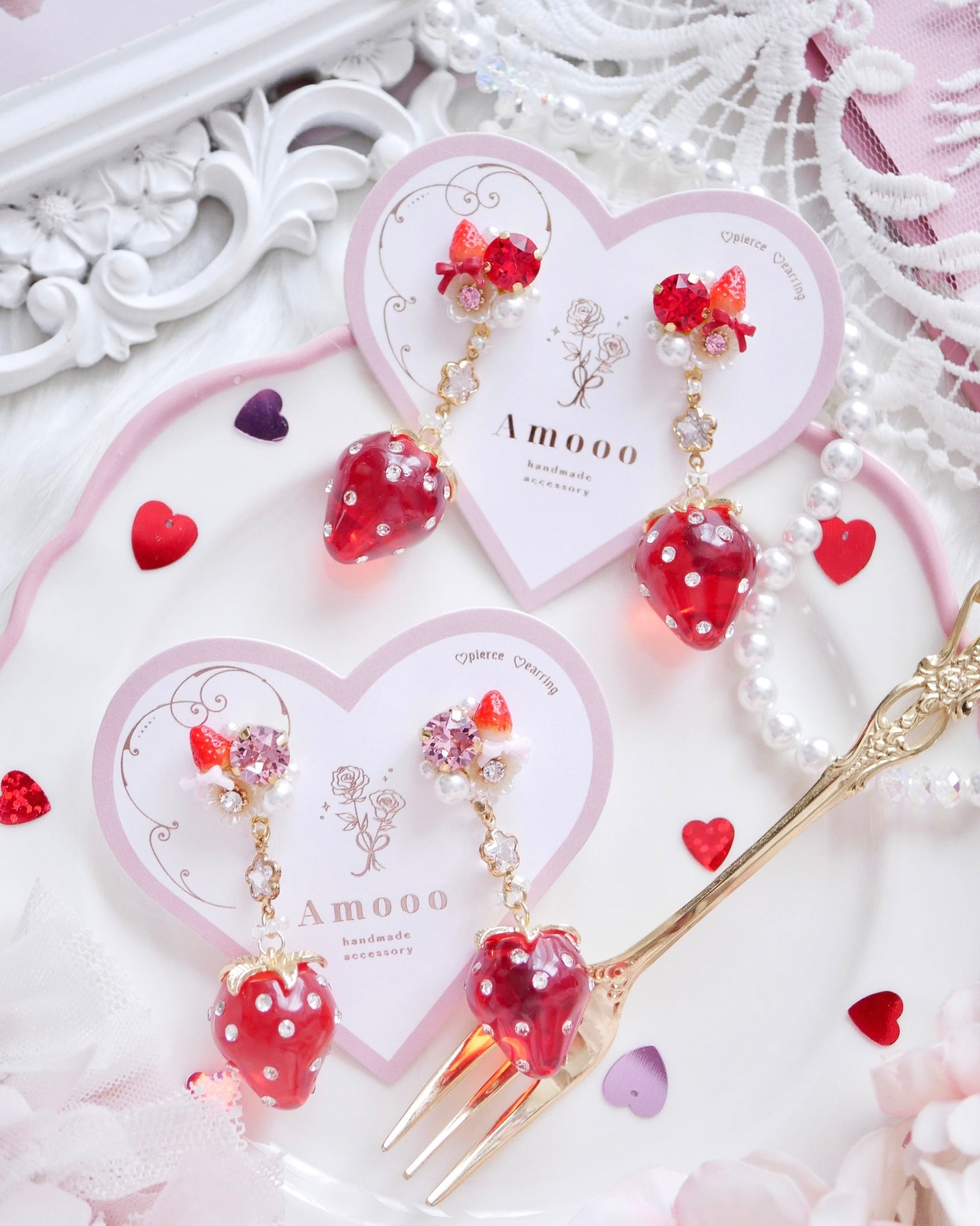 8110 フレッシュストロベリービジューピアス/イヤリング