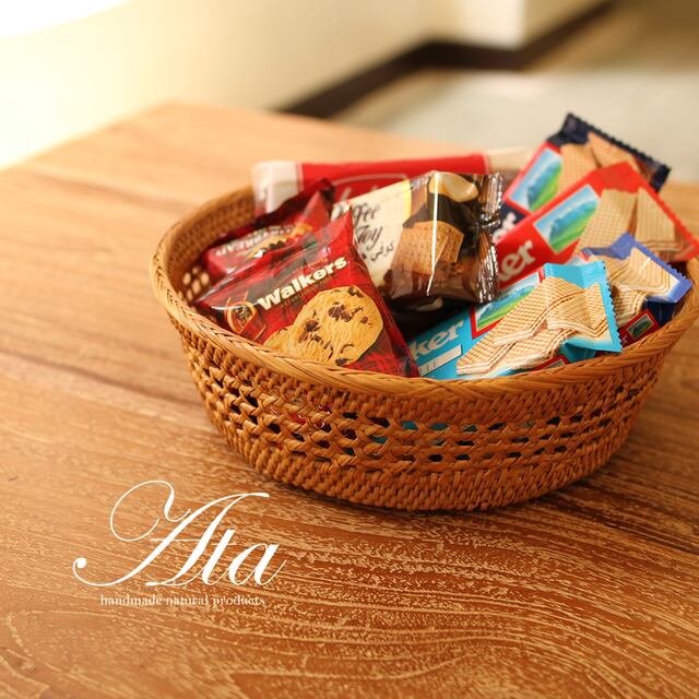 アタ製 透かし編みが可愛い！ちょっと深めのかご A46（みかん