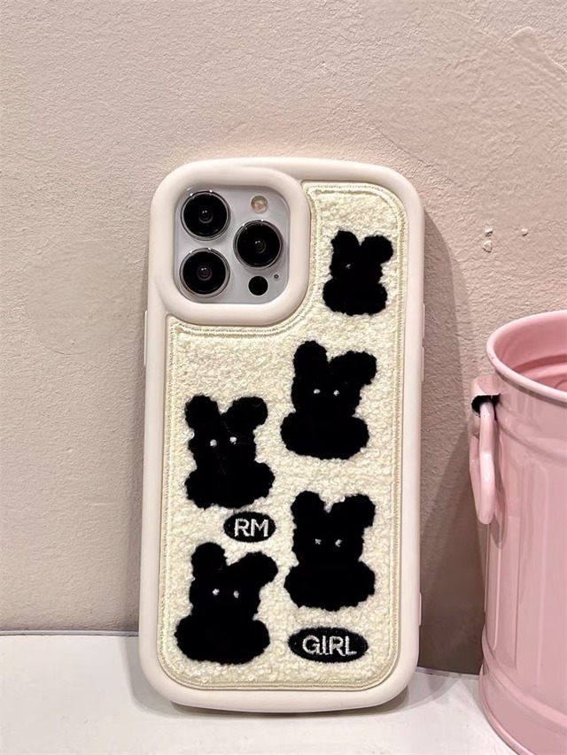 iPhoneケース iPhone15 iPhone14 うさぎ モコモコ 秋冬 動物 アニマル カップル ペア かわいい スマホケース おしゃれ 韓国 2633
