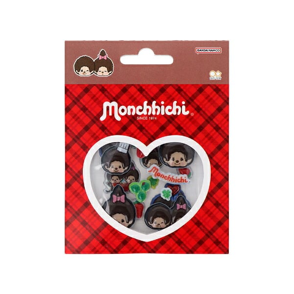 モンチッチ 赤チェック ぷっくりシール 文具 | キャラクターグッズの