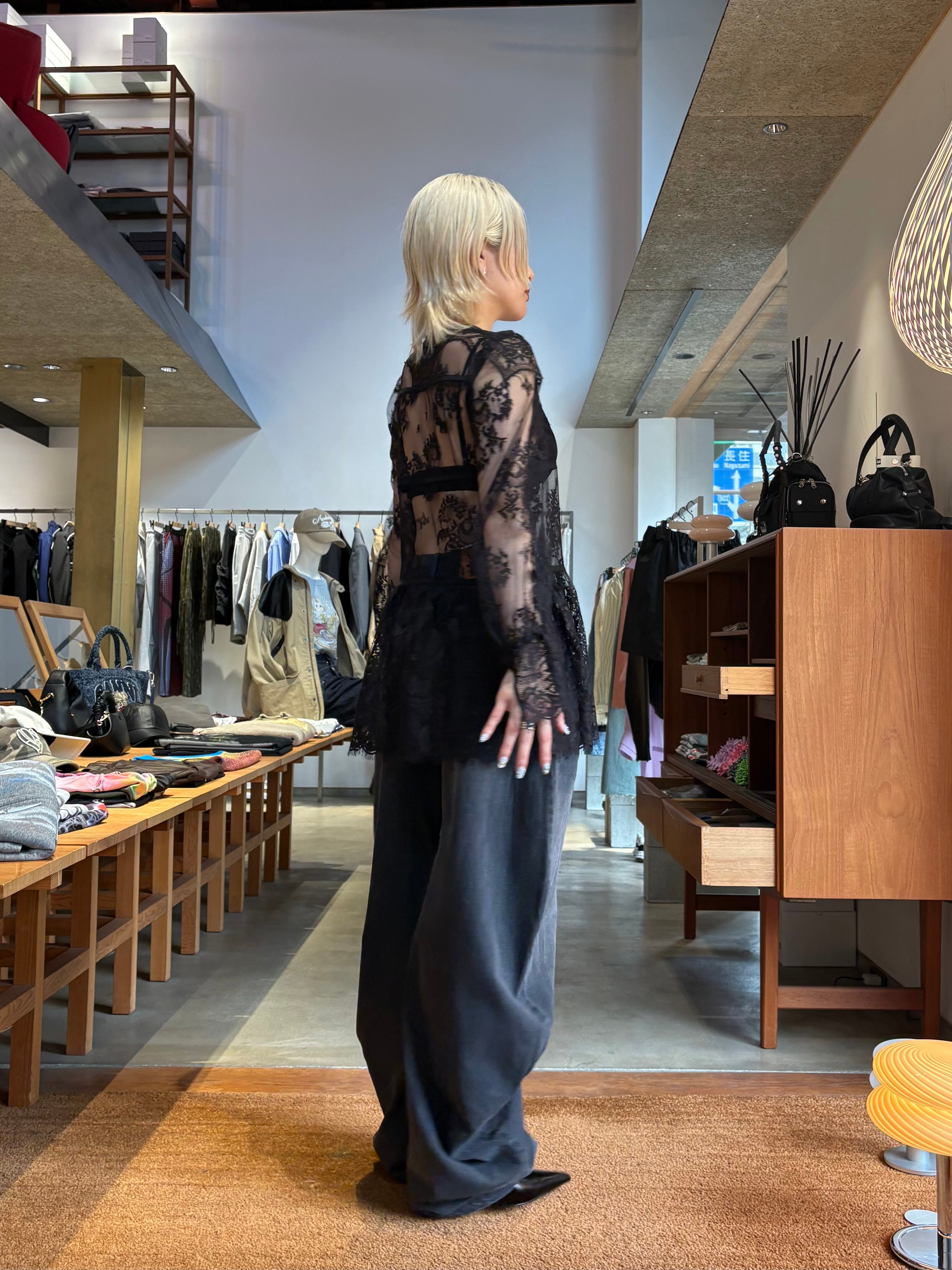 26SS】FETICO フェティコ /レースギャザーブラウス / LACE GATHERED