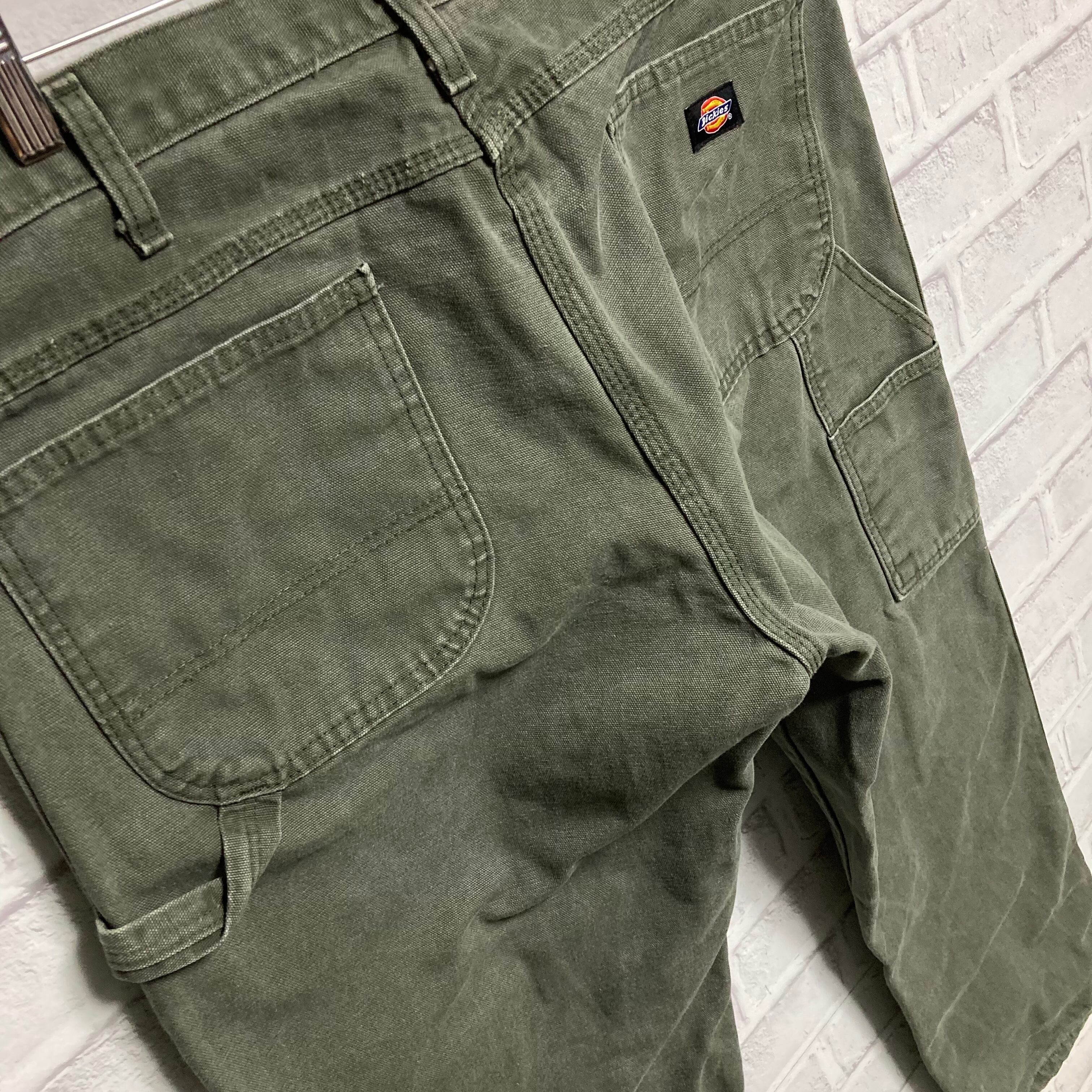 ディッキーズ ワークパンツ ペインターパンツ ダック地 コットン100% ボトムス メンズ 36×30サイズ グリーン Dickies