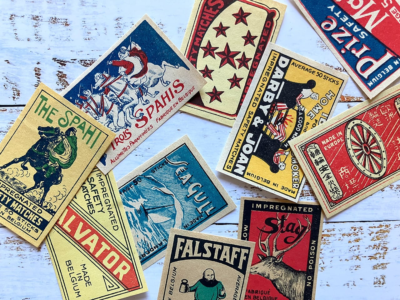 ヨーロッパのヴィンテージマッチラベル12枚セット 1950年代 [VT