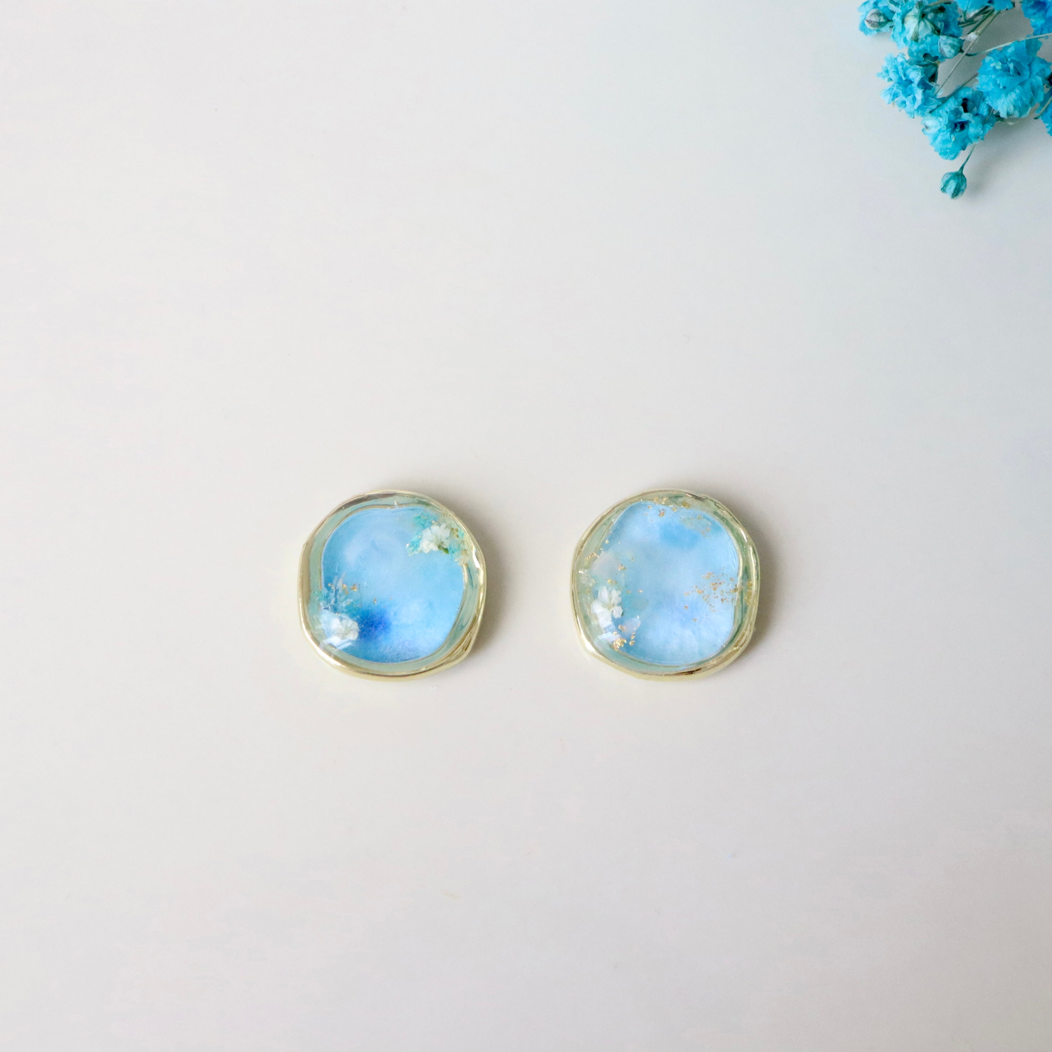 【ﾋﾟｱｽ/ｲﾔﾘﾝｸﾞ03】 1点もの＊和紙と水彩の彩り ~ネモフィラ~