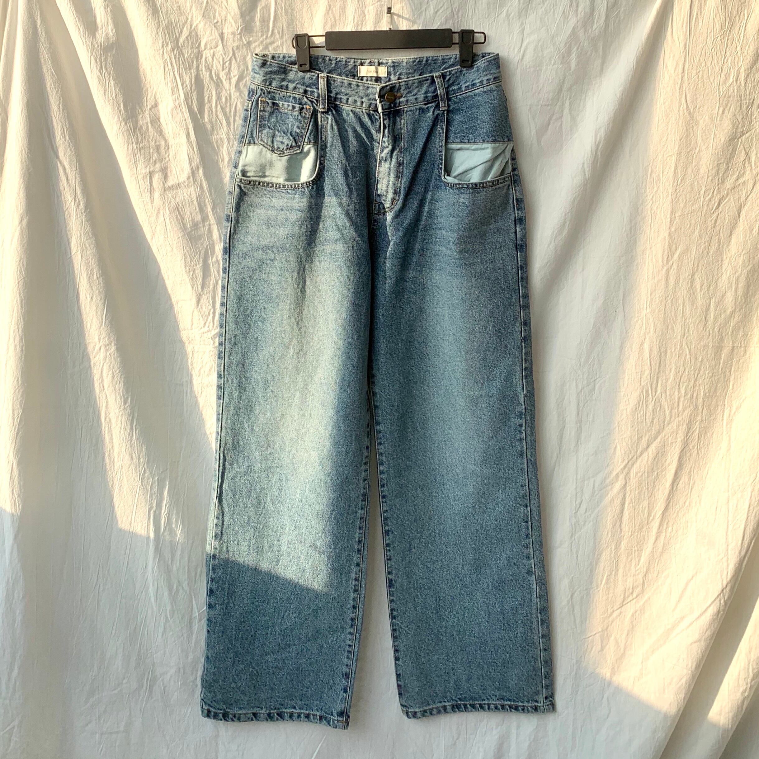 全1色 デニム パンツ ストレート カジュアル 無地 おしゃれ