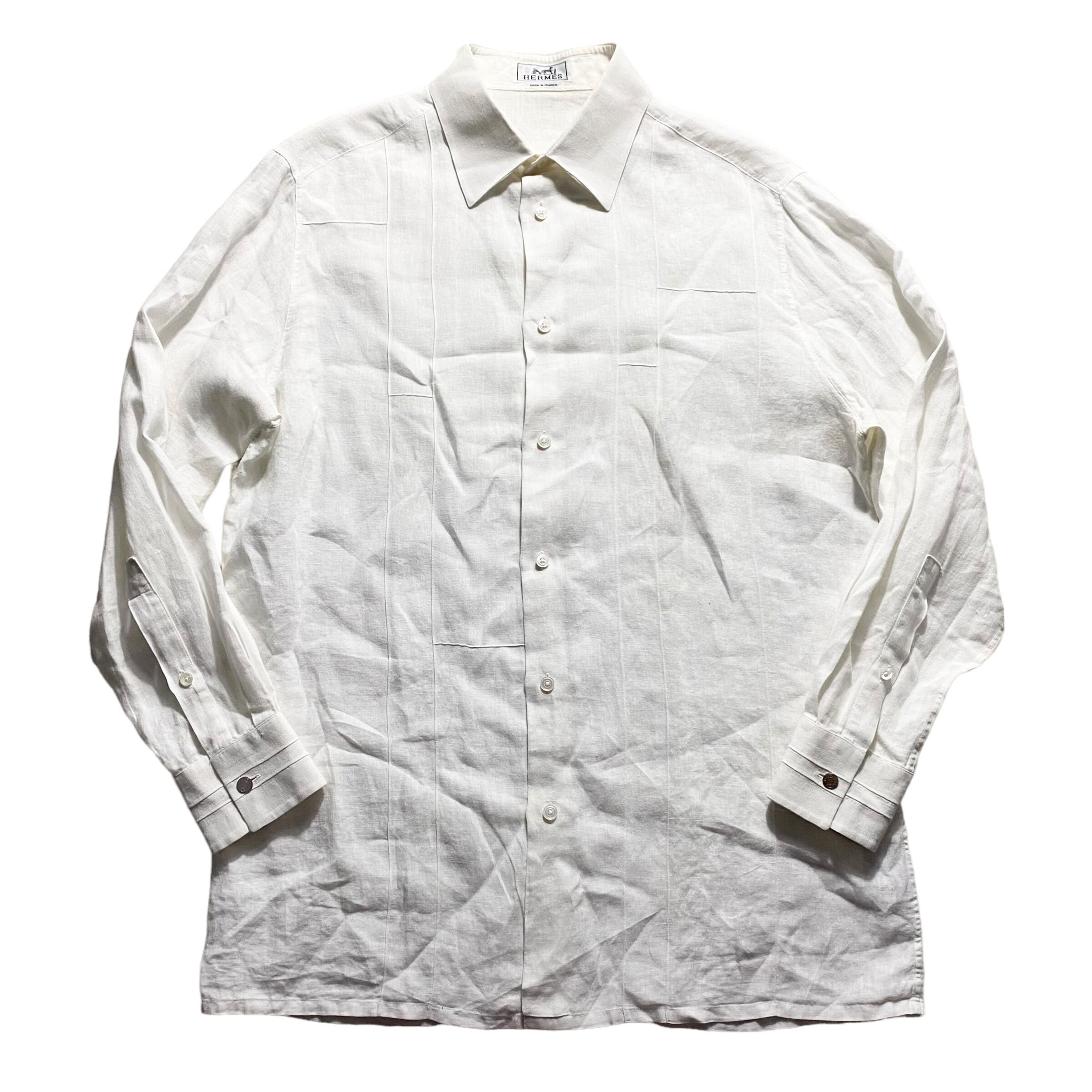 HERMES “H” stitch white linen shirt | NOIR ONLINE