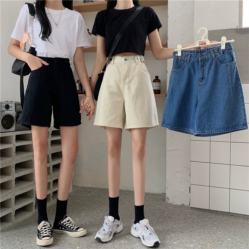 ジーンズ スプリングオータムハイウェストウェストスリムワイドレッグパンツ ルーズショーツ 春物 秋物 アジャスタブル ブルマー ワイドパンツ YY-ファッション29068952641