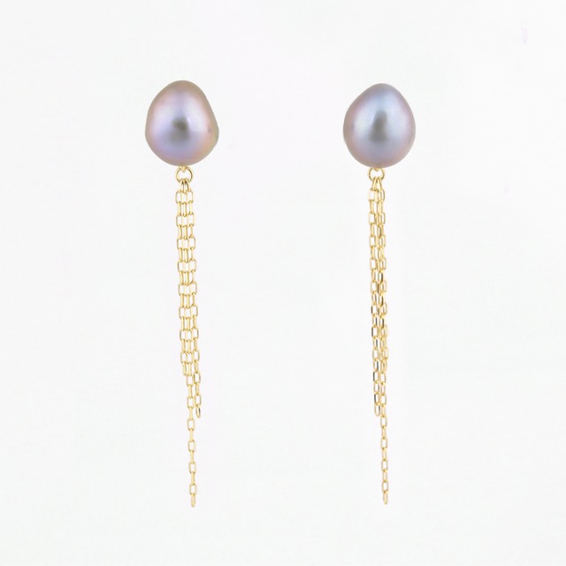 Natural color pearl 2way pierce 〈gray〉
