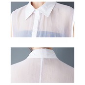 シアー素材 切替 ロングシャツワンピース  30083