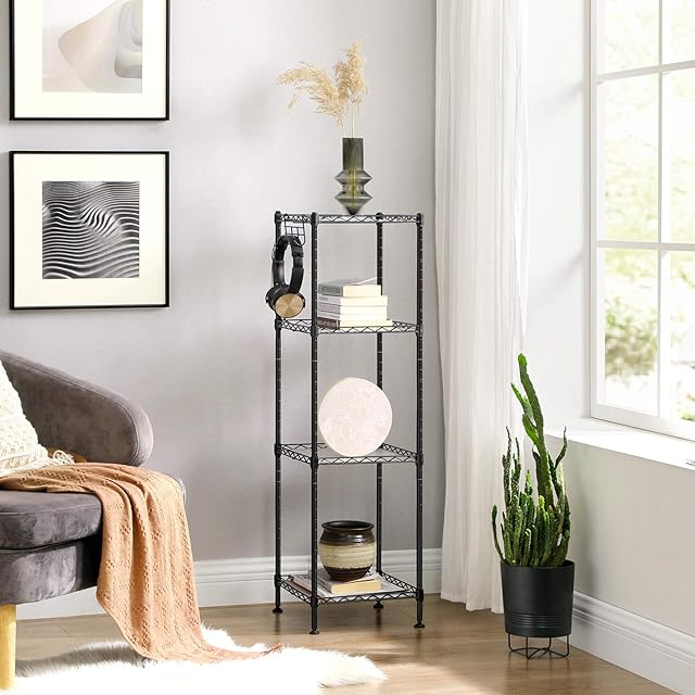 SONGMICS ラック 4段 スリム スチールラック メタルラックキッチン