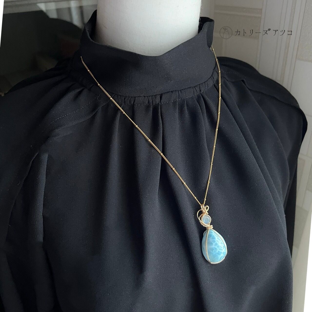 ホワイトラブラドライト×ラリマーのネックレス | 天然石アクセサリー