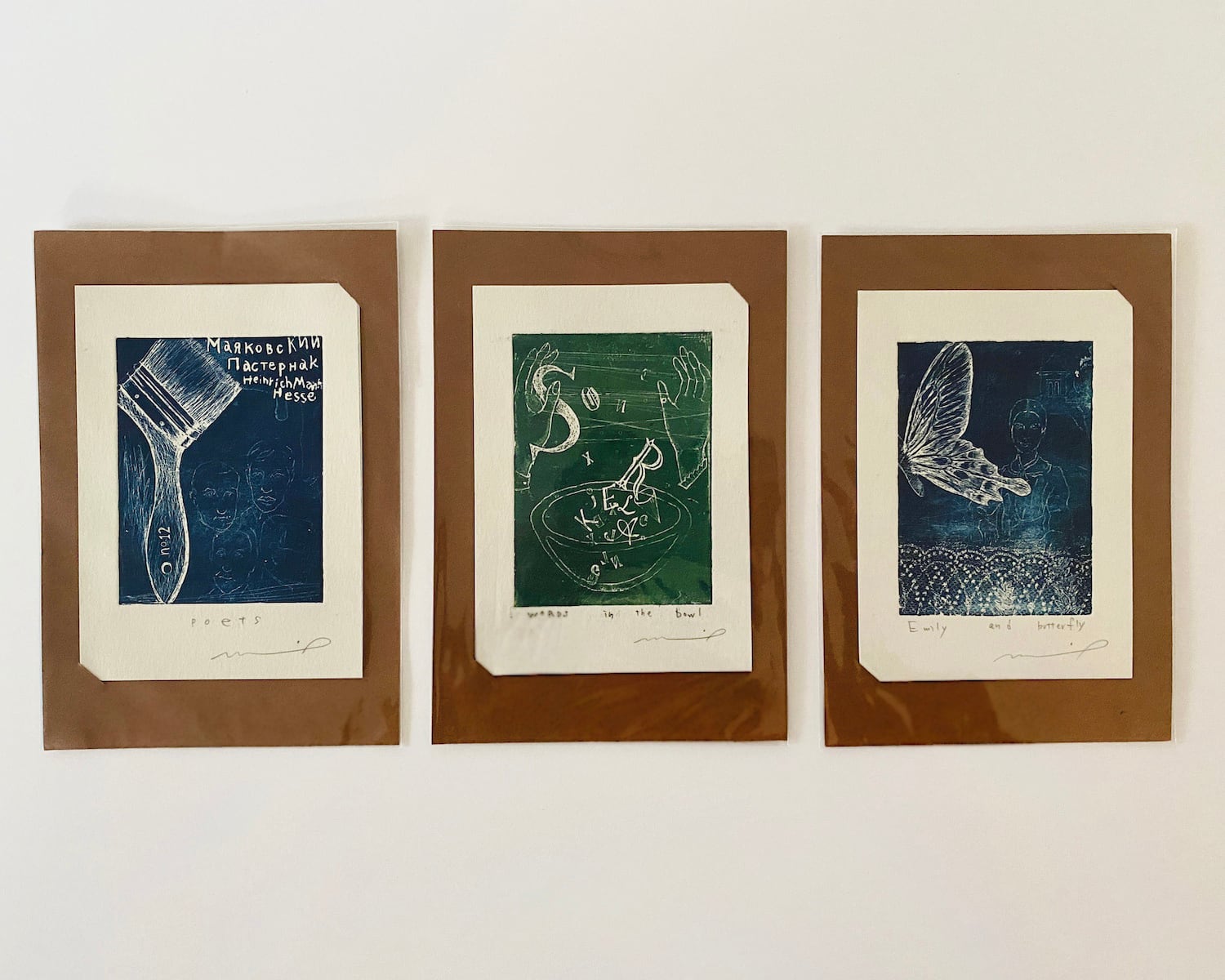 《ノエルの贈り物》溝上幾久子「poets」「words in the bowl」「 Emily and butterfly」Mizokami Ikuko