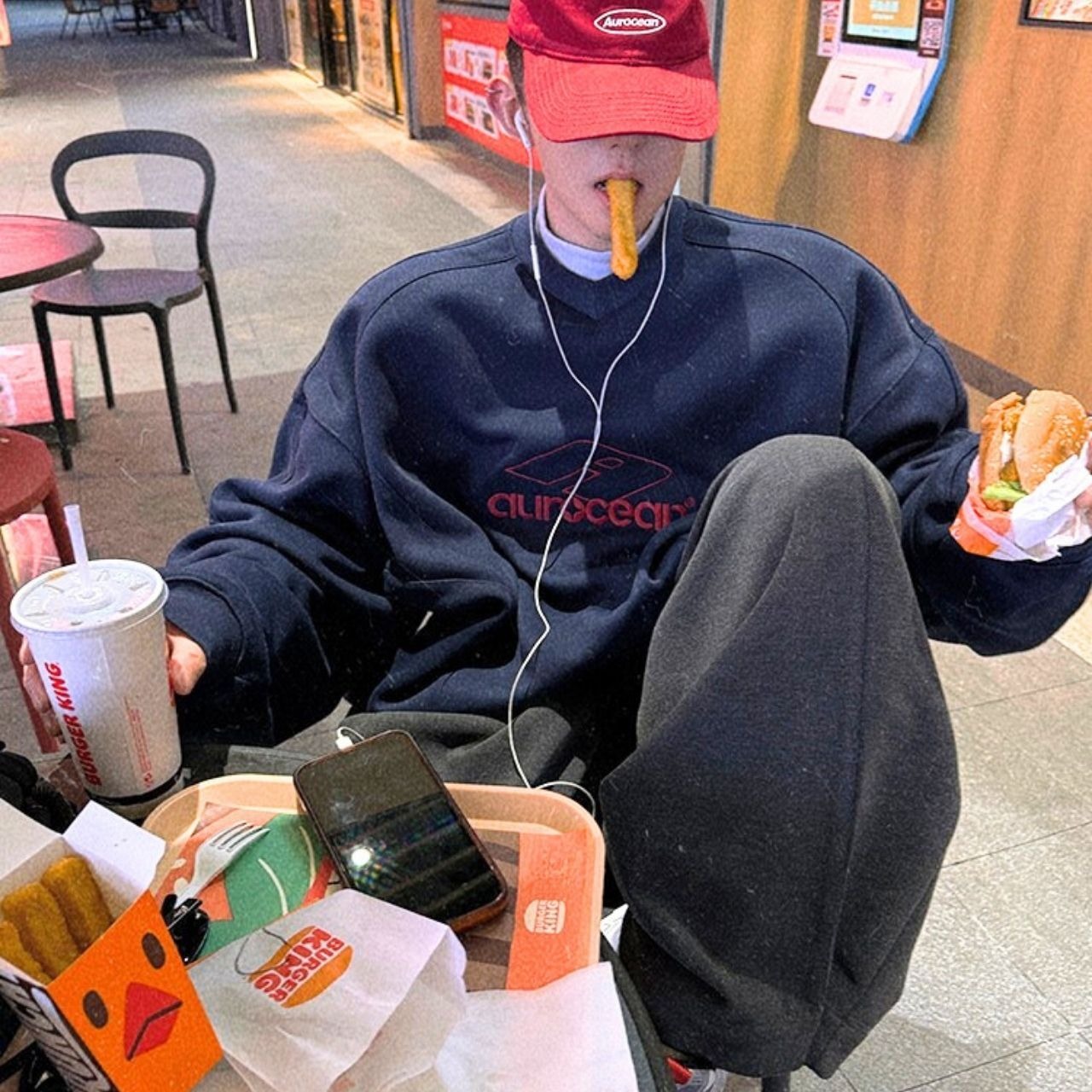 裏起毛ロゴカレッジネイビールーズスウェット　1110