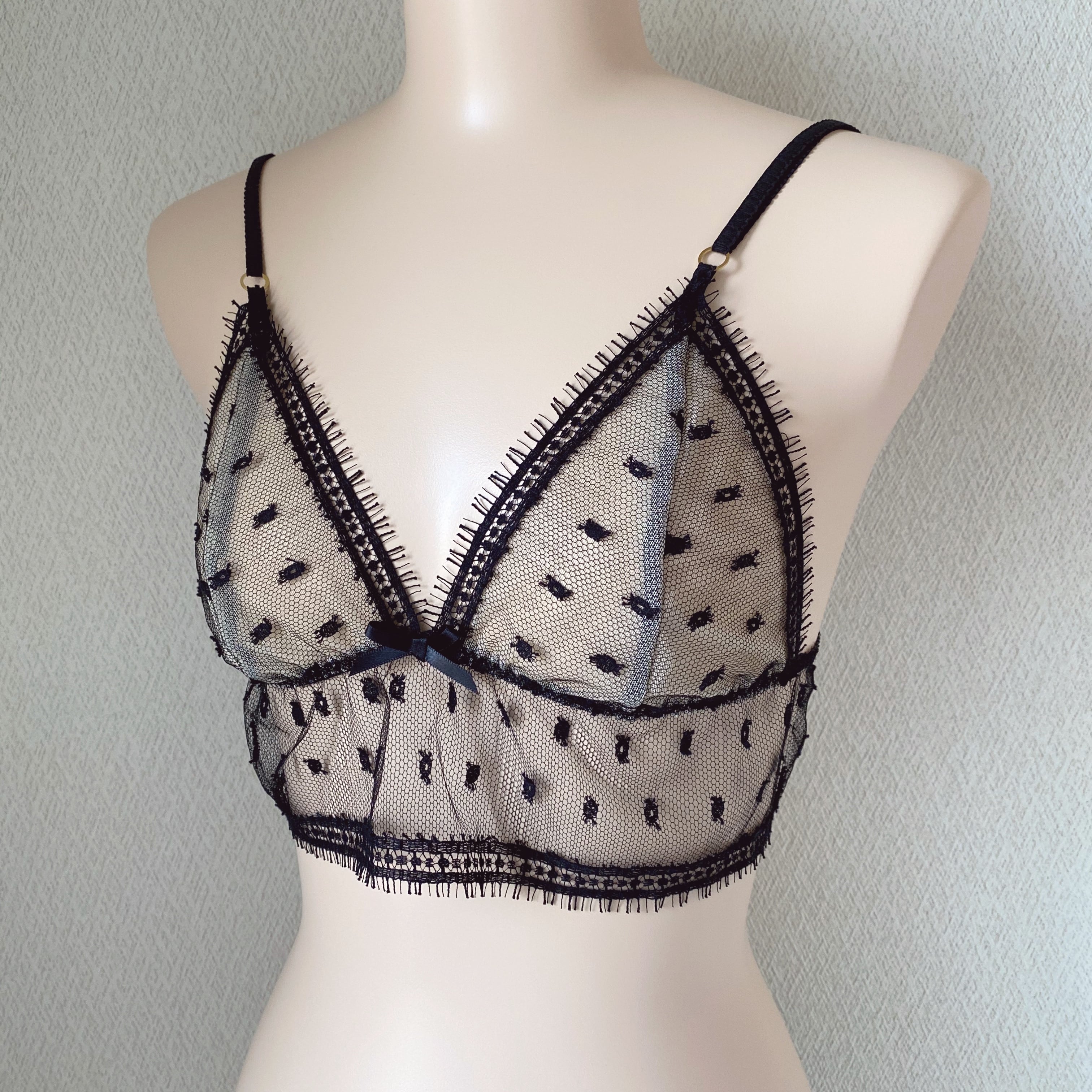 French Dot Bralette(black)