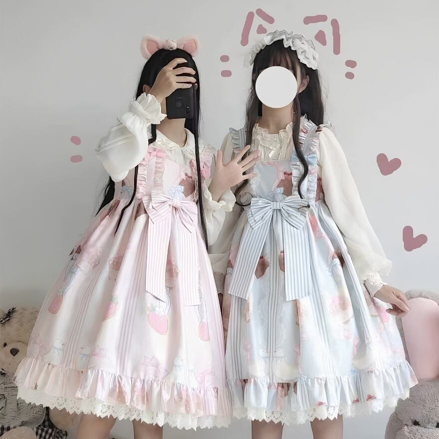 ロリータファッション ゆめかわいい甘ロリ パステルJSKブラウスセット
