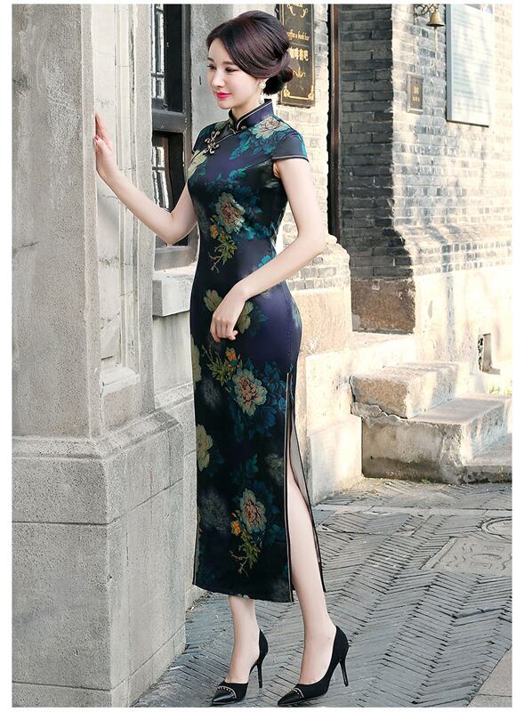 チャイナドレス 半袖 ロング丈 花嫁 謝恩会 デート パーティー チャイナ風 ワンピース 大きいサイズ M L Ll 3l 4l 綺麗め レディース Dresszone
