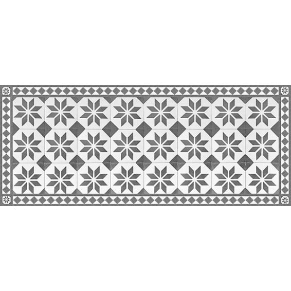 Grace mat Runner Black Flower 【防水・防汚・滑り止め】おしゃれビニール製ランナー&カーペット|キッチン・リビング・廊下・ベッドサイド・屋外対応