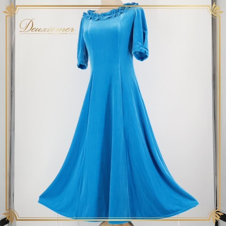 フラダンス 衣装 ワンピース ドレス ブルー系 マーメイドライン