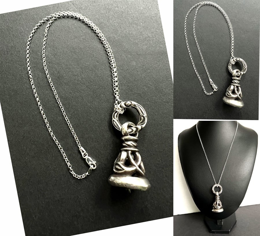 LONE.ONES シルバー ロールチェーン ネックレス LONE ONES ロンワンズ クレーンベル ペンダント ネックレス L ラージ