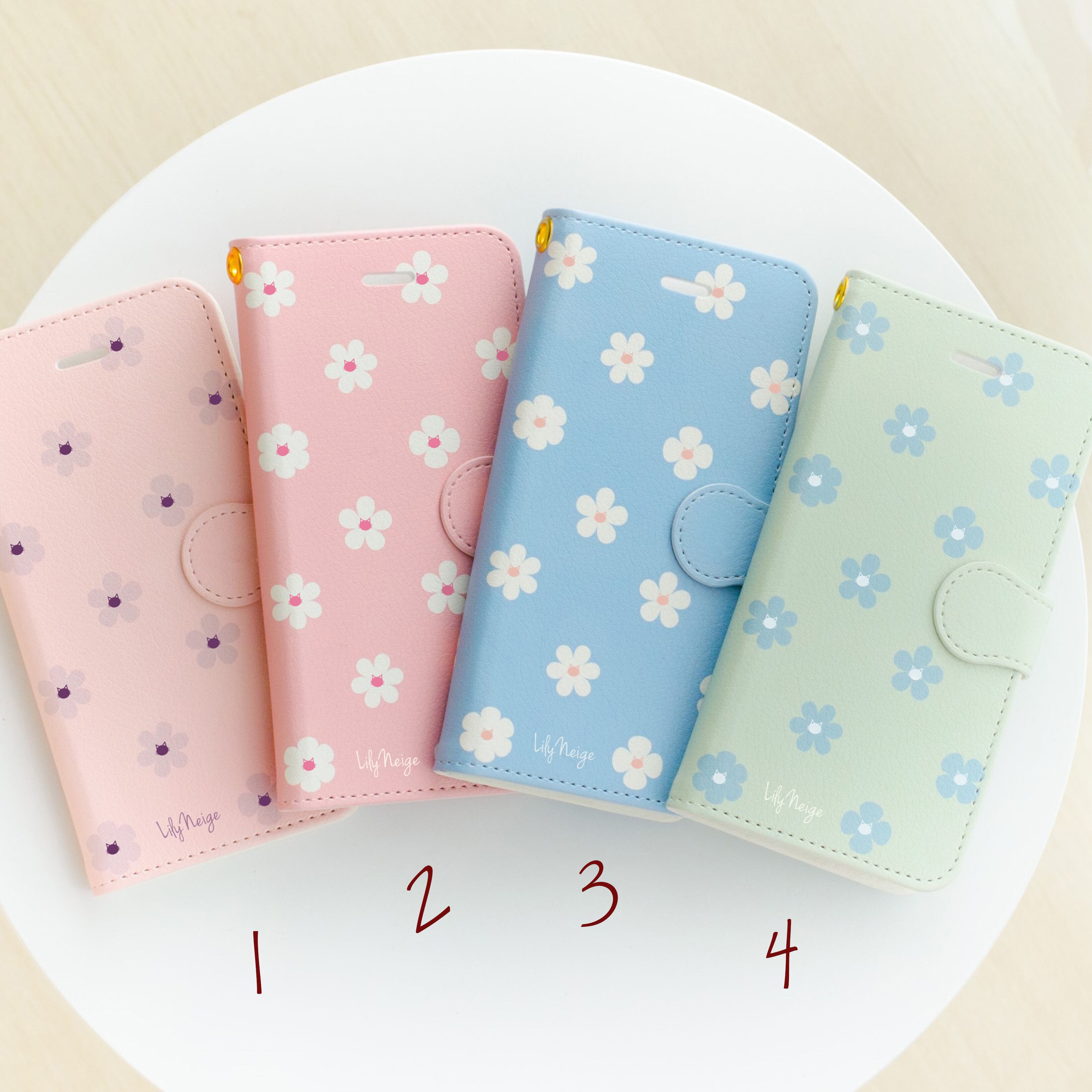 お花とねこのスマホケース☆猫☆ネコ☆かわいい☆カワイイ