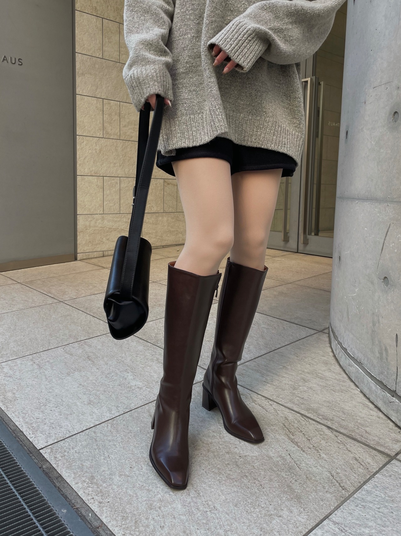 square heel long boots